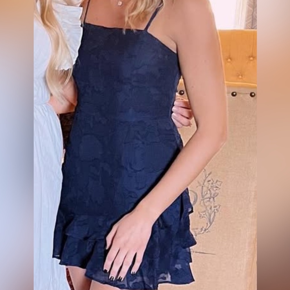 Lulu's Blue Ruffled Tiered Sundress for Wedding Guest